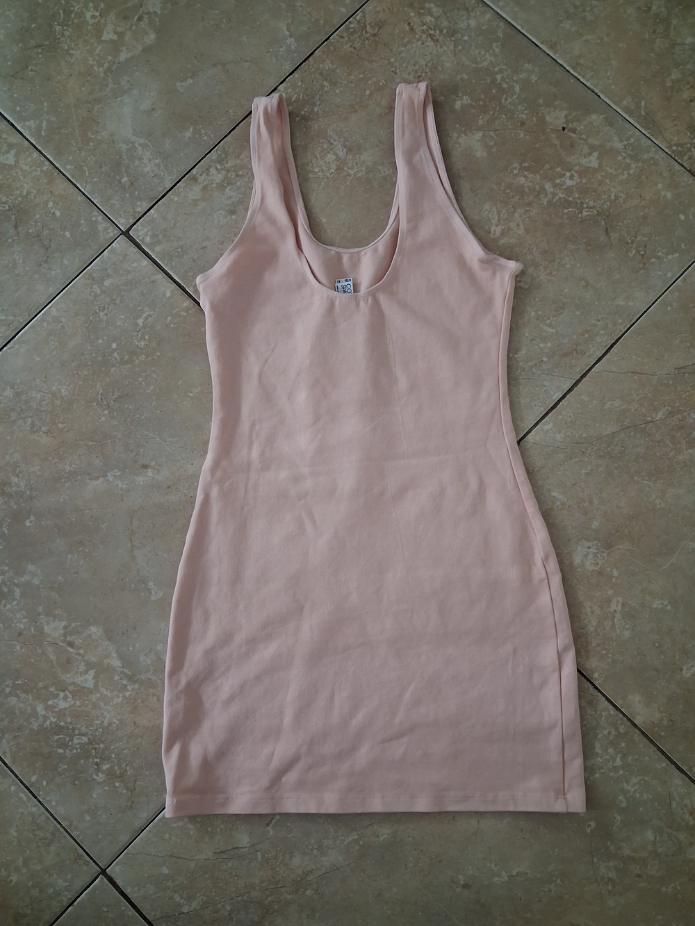 Los Angeles Apparel Pale Blush Scoop Neck Mini Dress